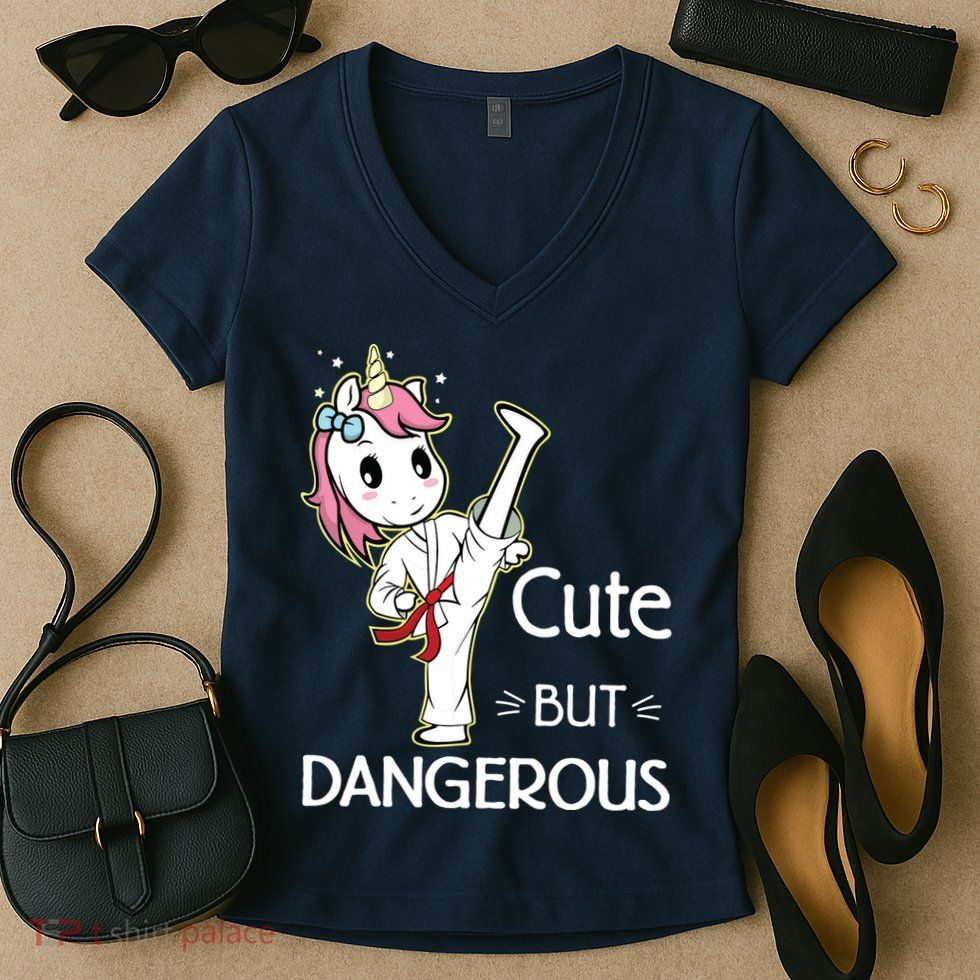 Cute But Dangerous Funny Karate Taekwondo Women's V-Neck T-Shirt