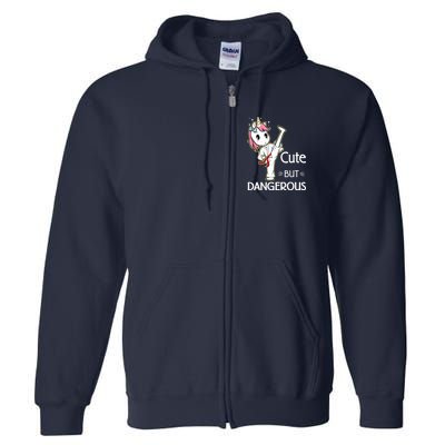 Cute But Dangerous Funny Karate Taekwondo Full Zip Hoodie