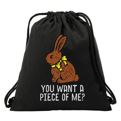 Chocolate Bunny Do You Want Piece Of Me Easter Rabbit  Drawstring Bag