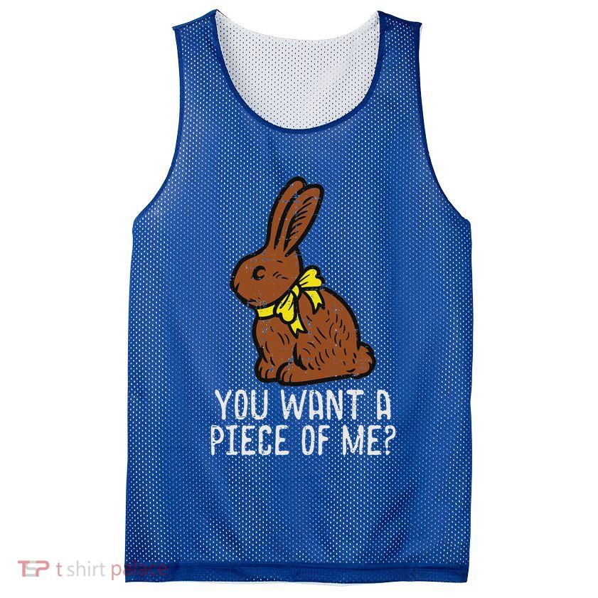 Chocolate Bunny Do You Want Piece Of Me Easter Rabbit  Mesh Reversible Basketball Jersey Tank