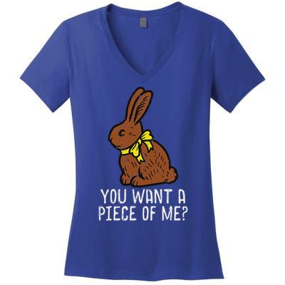 Chocolate Bunny Do You Want Piece Of Me Easter Rabbit  Women's V-Neck T-Shirt