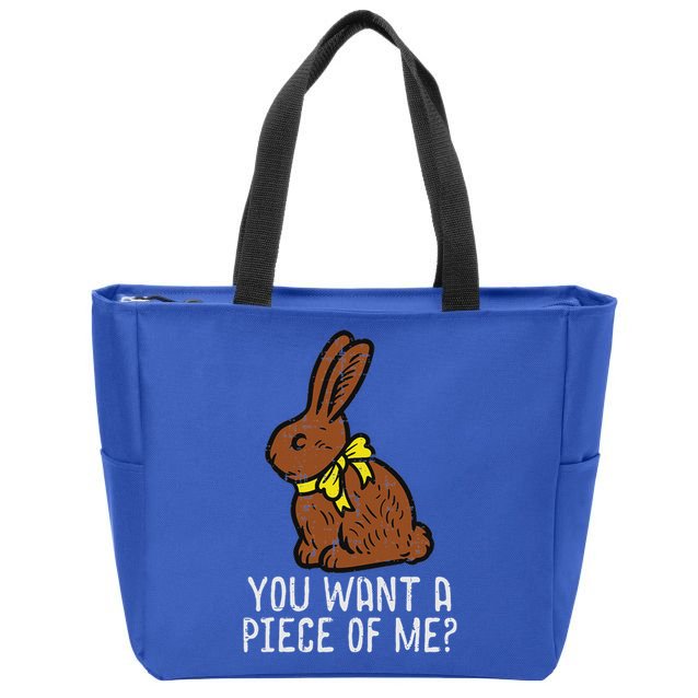 Chocolate Bunny Do You Want Piece Of Me Easter Rabbit  Zip Tote Bag