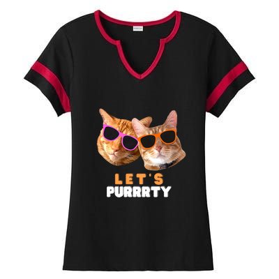 Cat Bachelorette Design Orange Cats Ladies Halftime Notch Neck Tee