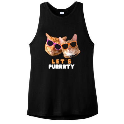 Cat Bachelorette Design Orange Cats Ladies PosiCharge Tri-Blend Wicking Tank