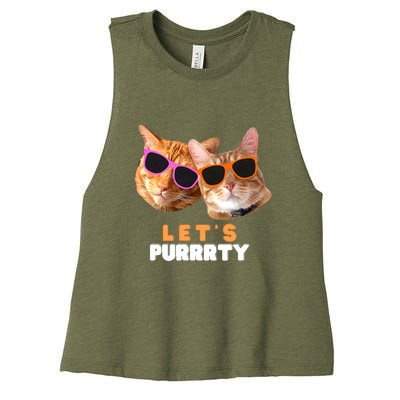 Cat Bachelorette Design Orange Cats Women's Racerback Cropped Tank