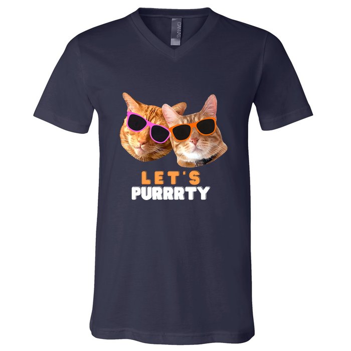 Cat Bachelorette Design Orange Cats V-Neck T-Shirt