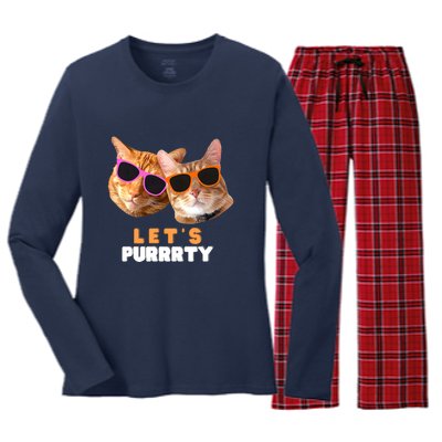 Cat Bachelorette Design Orange Cats Women's Long Sleeve Flannel Pajama Set 