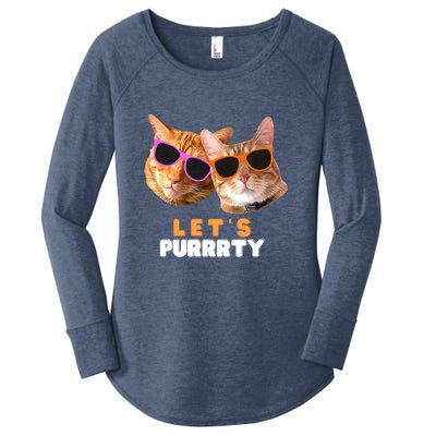 Cat Bachelorette Design Orange Cats Women's Perfect Tri Tunic Long Sleeve Shirt