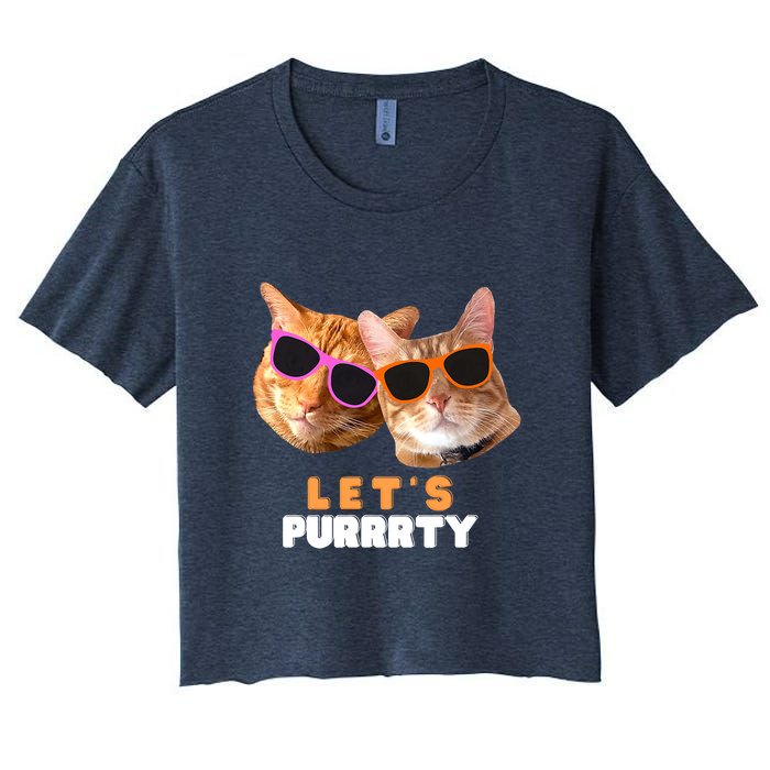 Cat Bachelorette Design Orange Cats Women's Crop Top Tee