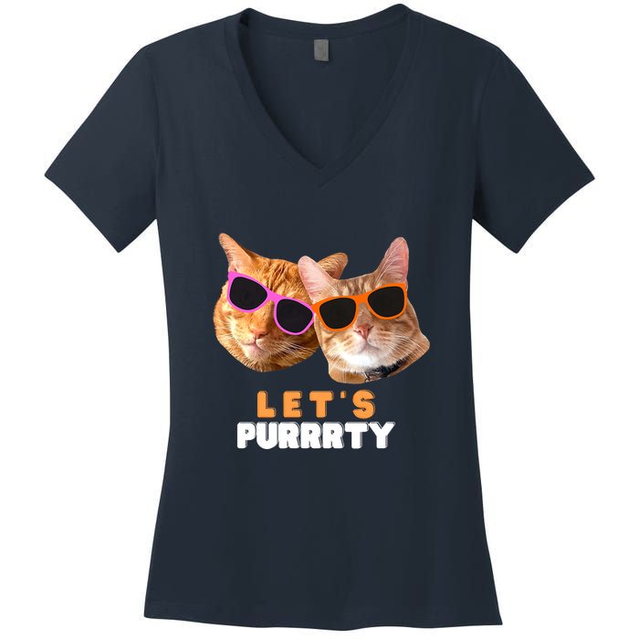 Cat Bachelorette Design Orange Cats Women's V-Neck T-Shirt