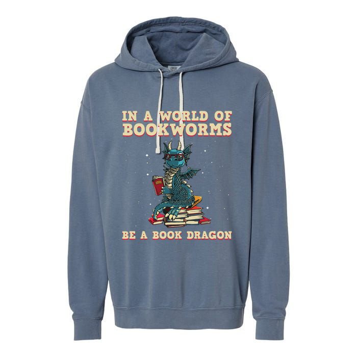 Cute Bookworm Design For Men Women Librarian Book Lover Garment-Dyed Fleece Hoodie