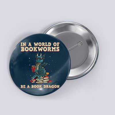 Cute Bookworm Design For Men Women Librarian Book Lover Button