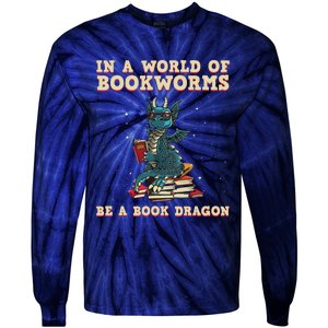 Cute Bookworm Design For Men Women Librarian Book Lover Tie-Dye Long Sleeve Shirt