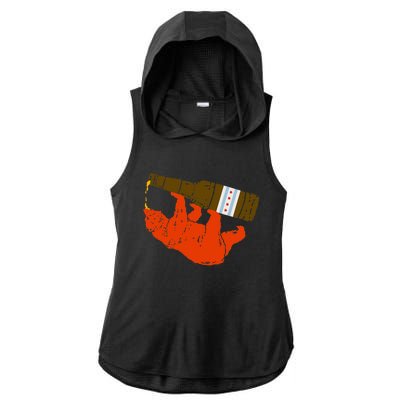 Chicago Beer Drinking Funny Drunk Orange Bear Ladies PosiCharge Tri-Blend Wicking Draft Hoodie Tank