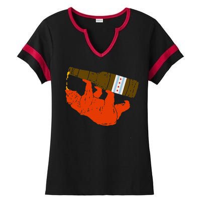 Chicago Beer Drinking Funny Drunk Orange Bear Ladies Halftime Notch Neck Tee