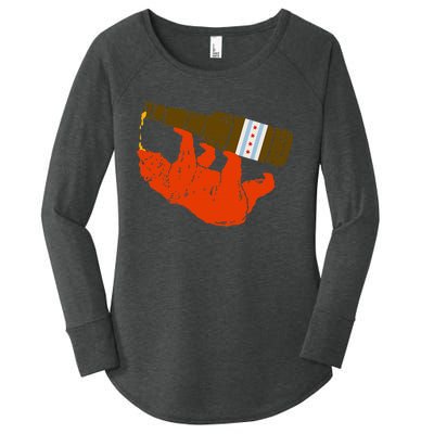 Chicago Beer Drinking Funny Drunk Orange Bear Women's Perfect Tri Tunic Long Sleeve Shirt