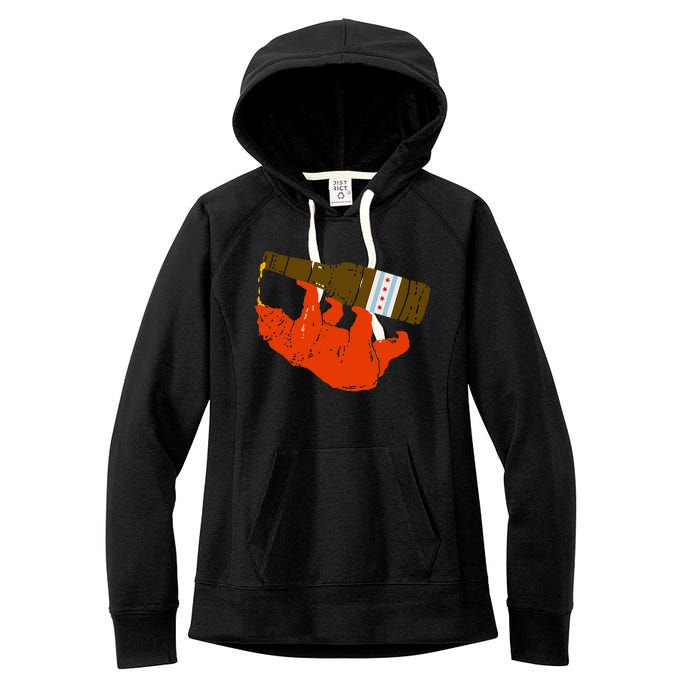 Chicago Beer Drinking Funny Drunk Orange Bear Women's Fleece Hoodie