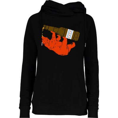 Chicago Beer Drinking Funny Drunk Orange Bear Womens Funnel Neck Pullover Hood