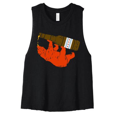 Chicago Beer Drinking Funny Drunk Orange Bear Women's Racerback Cropped Tank