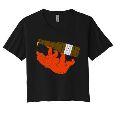 Chicago Beer Drinking Funny Drunk Orange Bear Women's Crop Top Tee