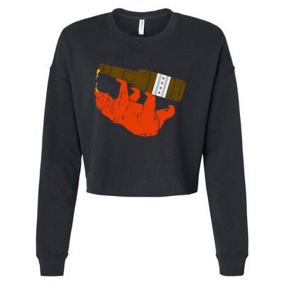 Chicago Beer Drinking Funny Drunk Orange Bear Cropped Pullover Crew