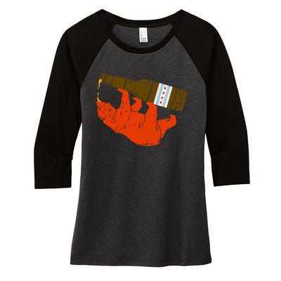 Chicago Beer Drinking Funny Drunk Orange Bear Women's Tri-Blend 3/4-Sleeve Raglan Shirt