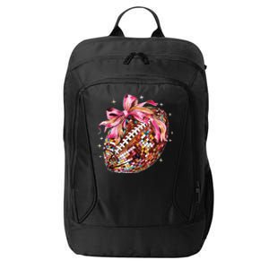 Coquette Bow Disco Funny Football Game Day Touchdown Season City Backpack