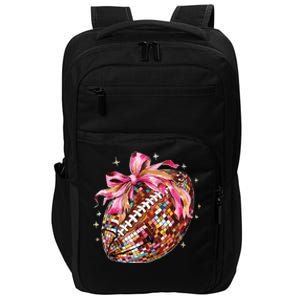 Coquette Bow Disco Funny Football Game Day Touchdown Season Impact Tech Backpack