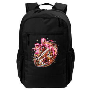 Coquette Bow Disco Funny Football Game Day Touchdown Season Daily Commute Backpack