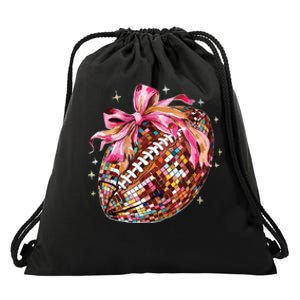 Coquette Bow Disco Funny Football Game Day Touchdown Season Drawstring Bag