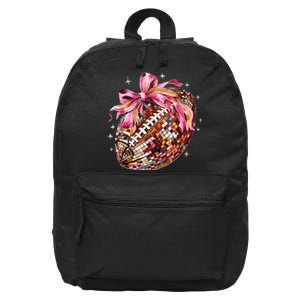 Coquette Bow Disco Funny Football Game Day Touchdown Season 16 in Basic Backpack