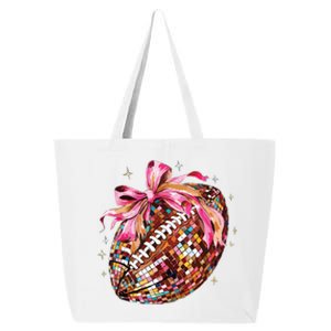 Coquette Bow Disco Funny Football Game Day Touchdown Season 25L Jumbo Tote