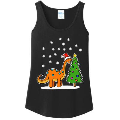 Christmas Brachiosaurus Dinosaur eating a Christmas Tree Ladies Essential Tank