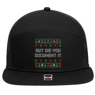 Christmas But Did You Document It Ugly Office Party Sweater 7 Panel Mesh Trucker Snapback Hat