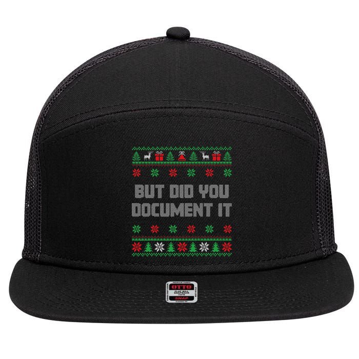 Christmas But Did You Document It Ugly Office Party Sweater 7 Panel Mesh Trucker Snapback Hat