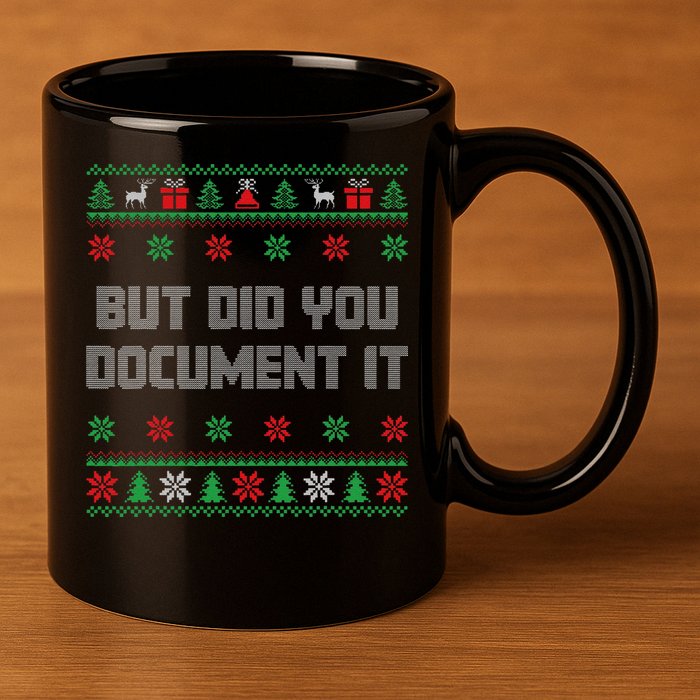Christmas But Did You Document It Ugly Office Party Sweater 11oz C Handle Ceramic Mug