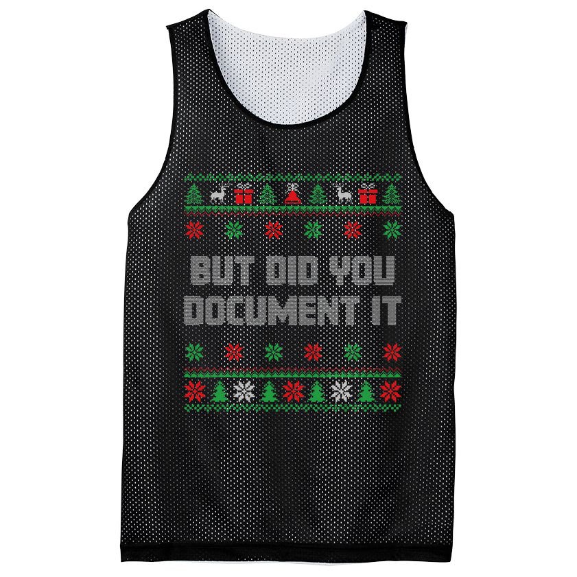 Christmas But Did You Document It Ugly Office Party Sweater Mesh Reversible Basketball Jersey Tank