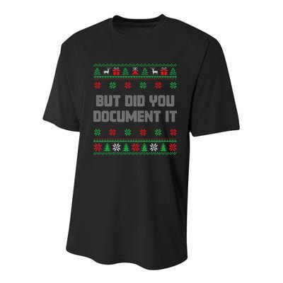 Christmas But Did You Document It Ugly Office Party Sweater Youth Performance Sprint T-Shirt