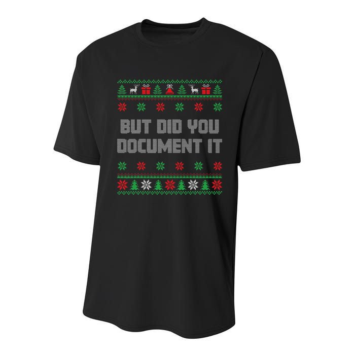 Christmas But Did You Document It Ugly Office Party Sweater Youth Performance Sprint T-Shirt