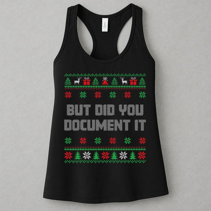 Christmas But Did You Document It Ugly Office Party Sweater Womens Tank Top