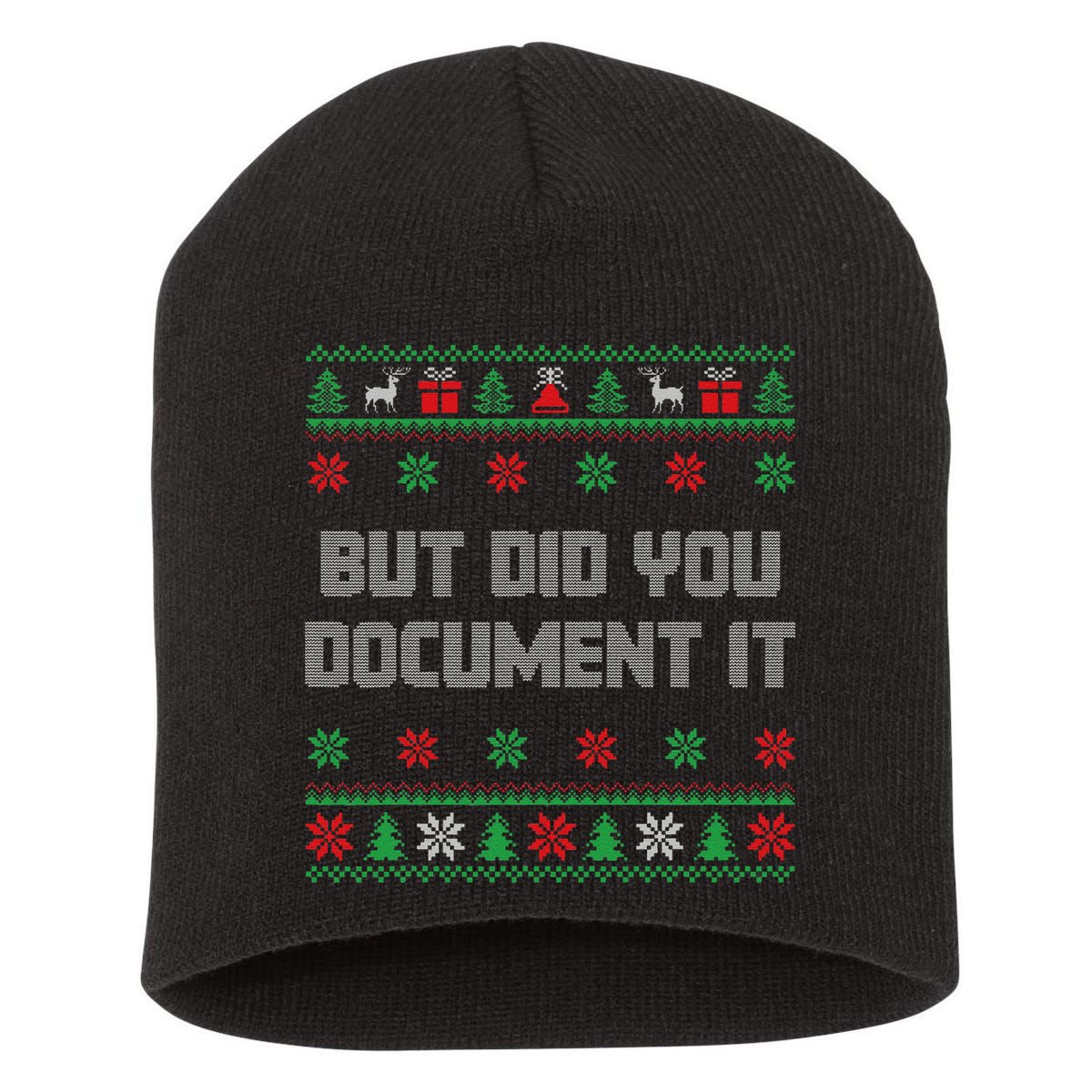 Christmas But Did You Document It Ugly Office Party Sweater Short Acrylic Beanie