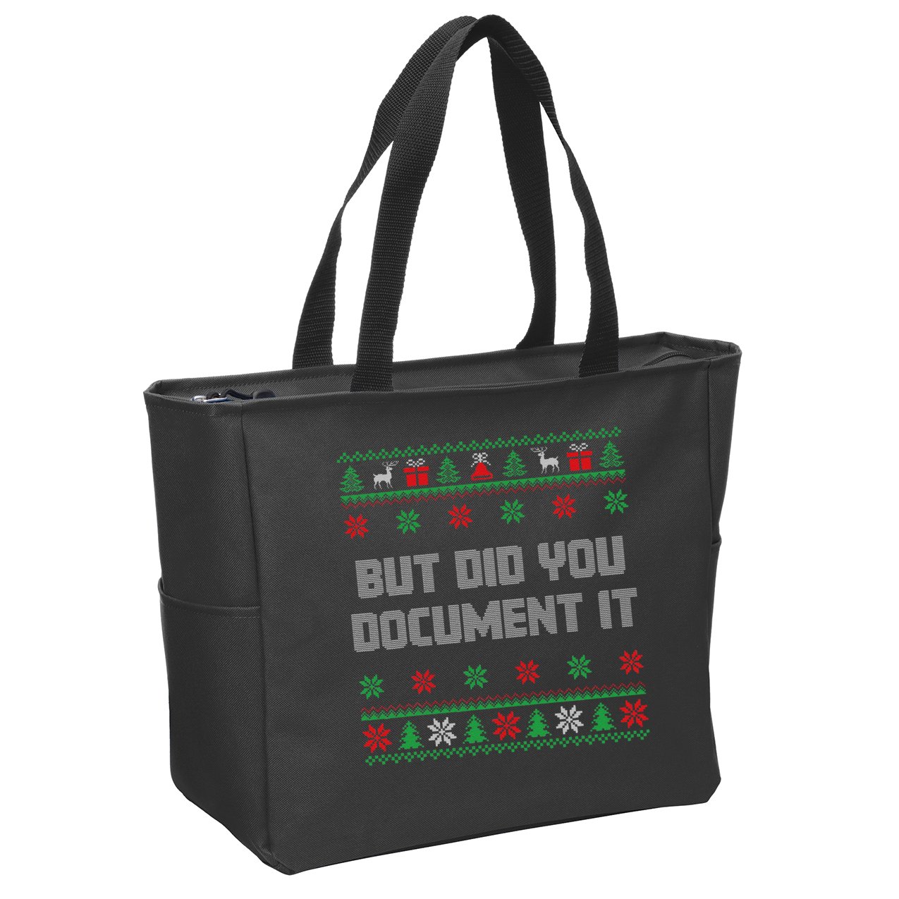 Christmas But Did You Document It Ugly Office Party Sweater Zip Tote Bag