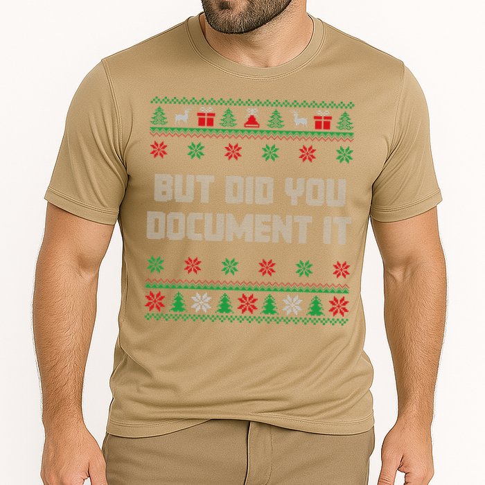 Christmas But Did You Document It Ugly Office Party Sweater Cooling Performance Crew T-Shirt
