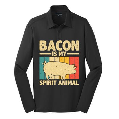 Cool Bacon Design Bacon Pig Pork Lover Silk Touch Performance Long Sleeve Polo