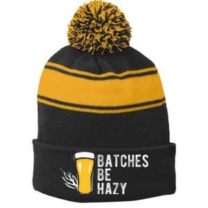 Craft Beer Design Gift Batches Be Hazy For Home Brewing Stripe Pom Pom Beanie