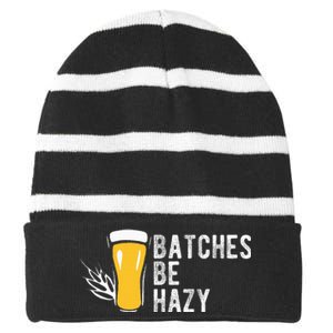 Craft Beer Design Gift Batches Be Hazy For Home Brewing Striped Beanie with Solid Band