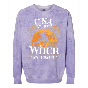 Cna By Day Witch By Night Halloween For Nurse Gift Colorblast Crewneck Sweatshirt