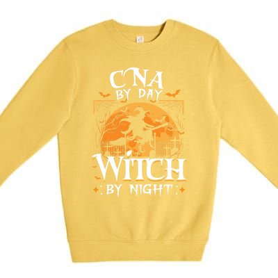 Cna By Day Witch By Night Halloween For Nurse Gift Premium Crewneck Sweatshirt