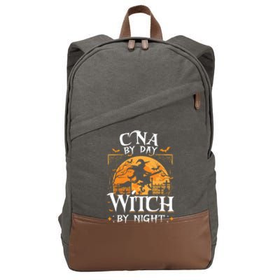 Cna By Day Witch By Night Halloween For Nurse Gift Cotton Canvas Backpack