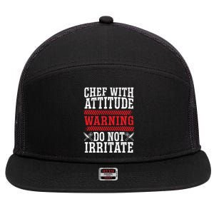 Culinary Badass Distressed Chef Gift 7 Panel Mesh Trucker Snapback Hat